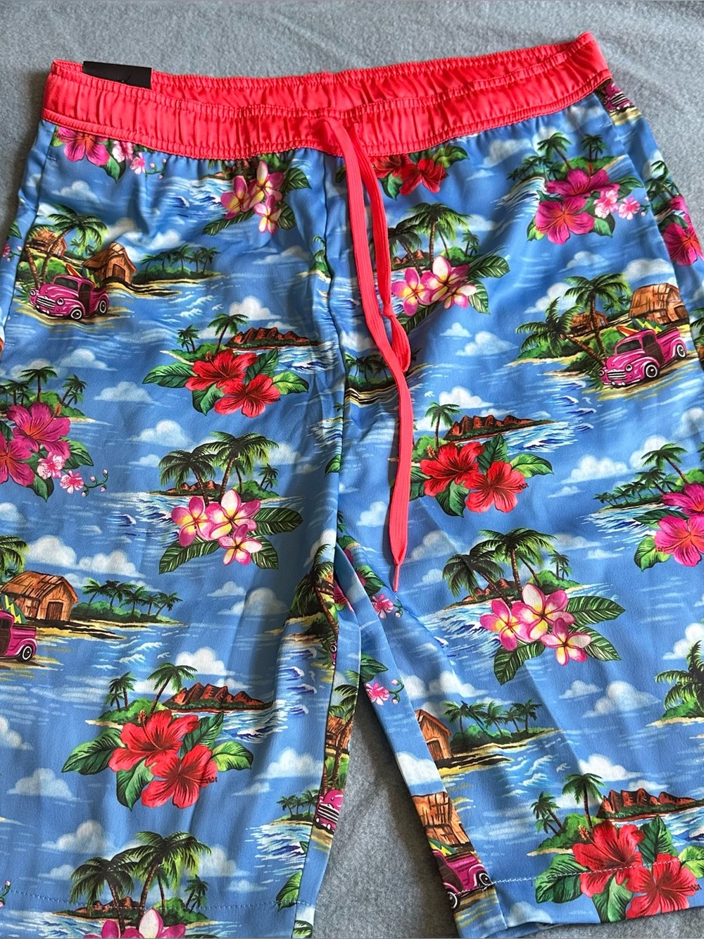 NWT Men’s Large 34” Waist Adjustable Swim Trunks Galaxy Hawaiian Print